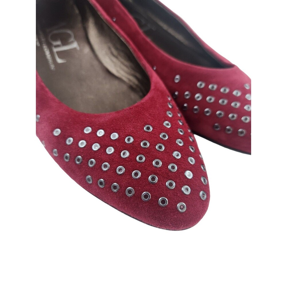 Attilio Giusti Leombruni AGL Red Suede Grommet Ballet Flats Shoes EU 37 6-6.5 US - Picture 5 of 11